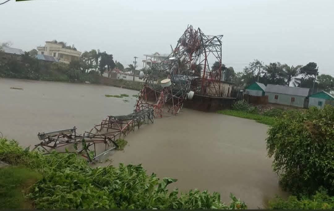 কালবৈশাখী ঝড়ে ব্রাহ্মণবাড়িয়ায় ব্যাপক ক্ষয়ক্ষতি,টাওয়ার ভেঙে যোগাযোগ ব্যাহত।