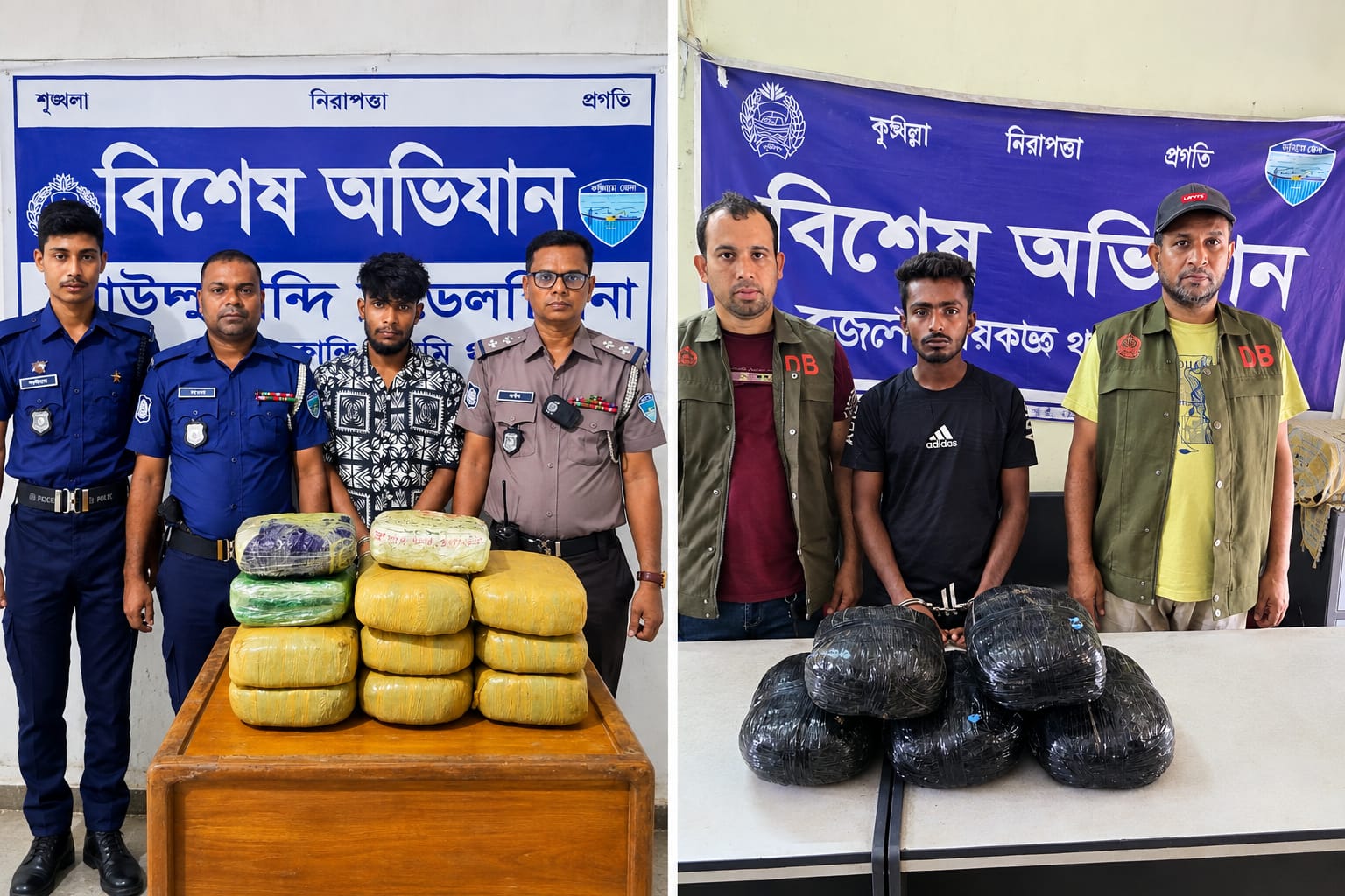 ⁠কুমিল্লায় ৪৫ অভিযানে মাদকসহ গ্রেপ্তার ৩৪, উদ্ধার ১৩,৯৫৮ ইয়াবা ও ৪২ কেজি গাঁজা
